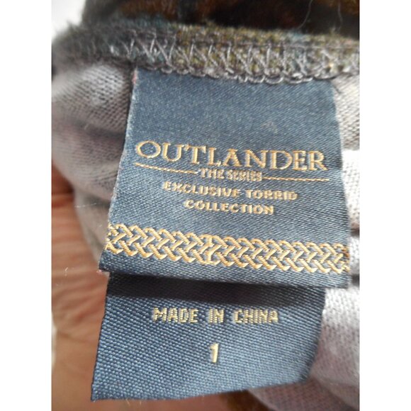 Torrid Sz 1 Outlander Tartan Plaid Faux Wrap Dress Green Grey Rayon Blend - Picture 5 of 7